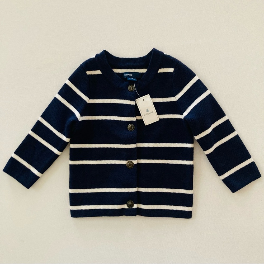 Gap Baby 6-12 Months Cardigan Sweater Stripe Blue Nautical